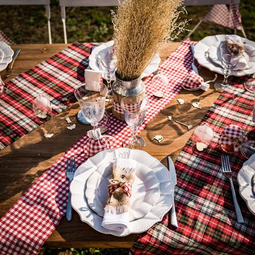 Runner Quadretti - Bianco Rosso 14x500cm