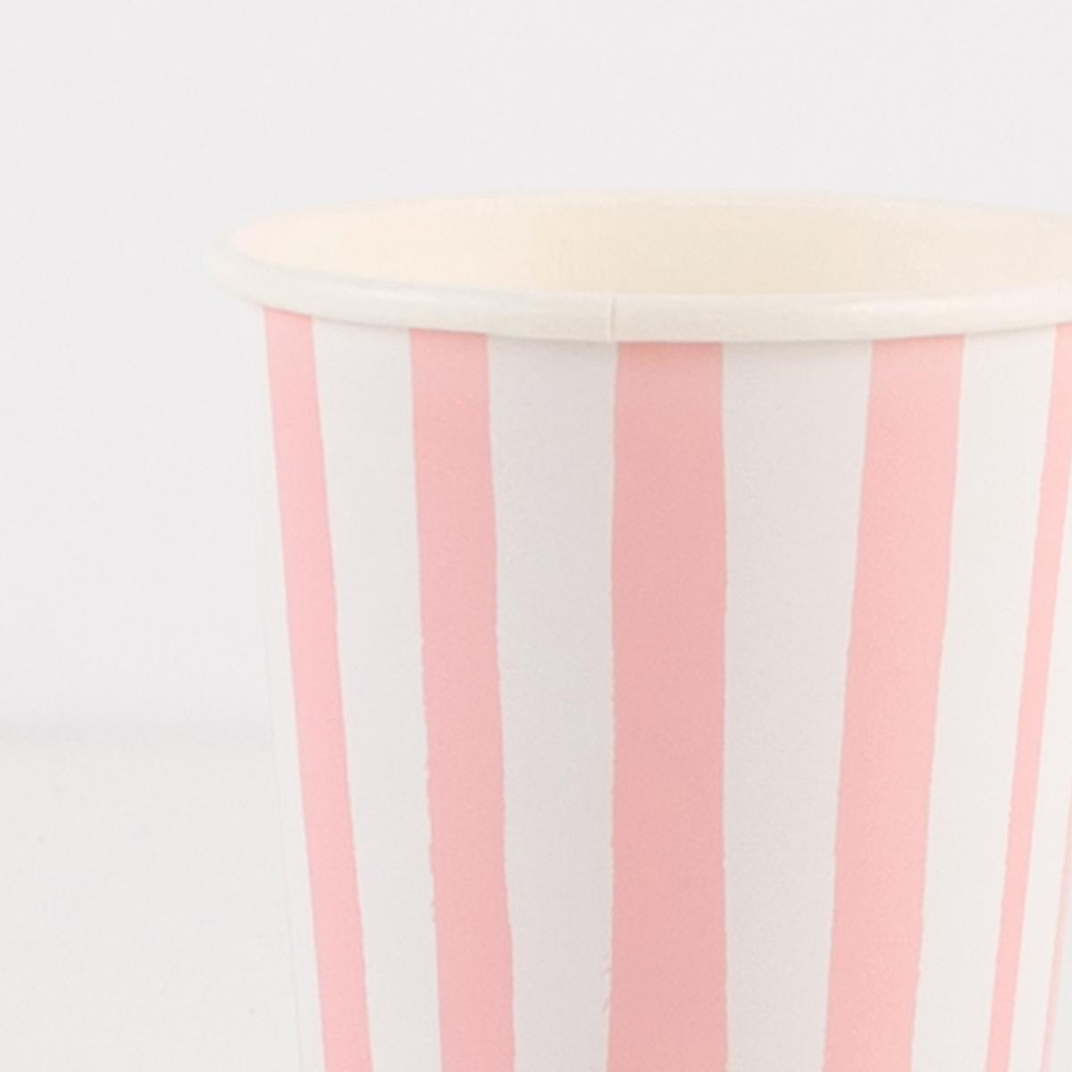 8 bicchieri in carta - righe rosa