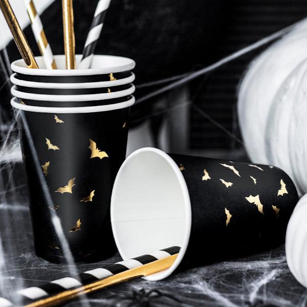 6 bicchieri in carta - Pipistrelli dorati