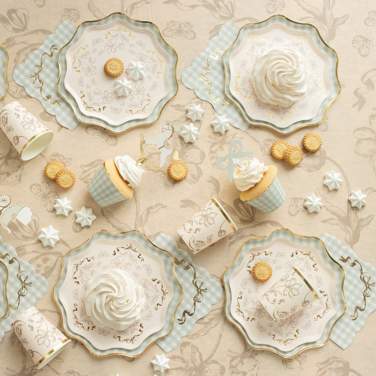 6 bicchieri di carta - Stampa Natura Illustrata - Crema