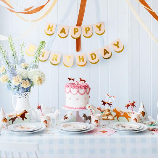 6 piattini in carta - Cavalli e fiori