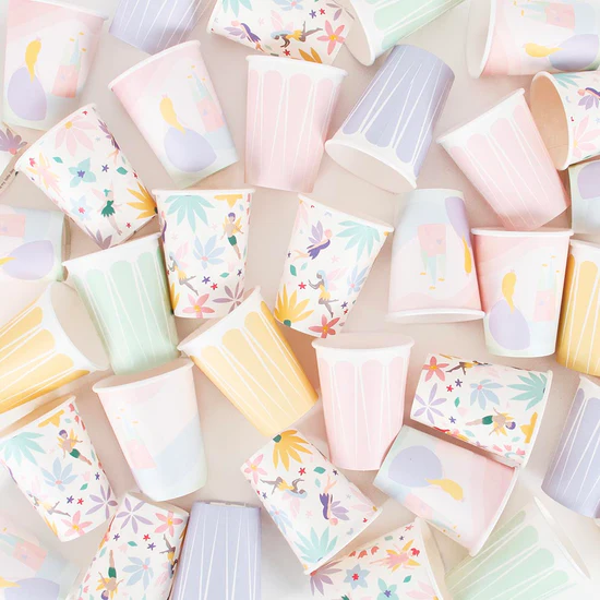 8 bicchieri in carta - principessa pastello