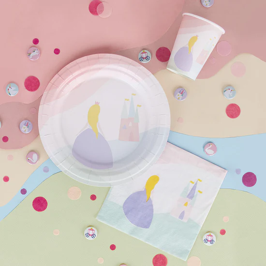 8 piatti in carta - principessa pastello