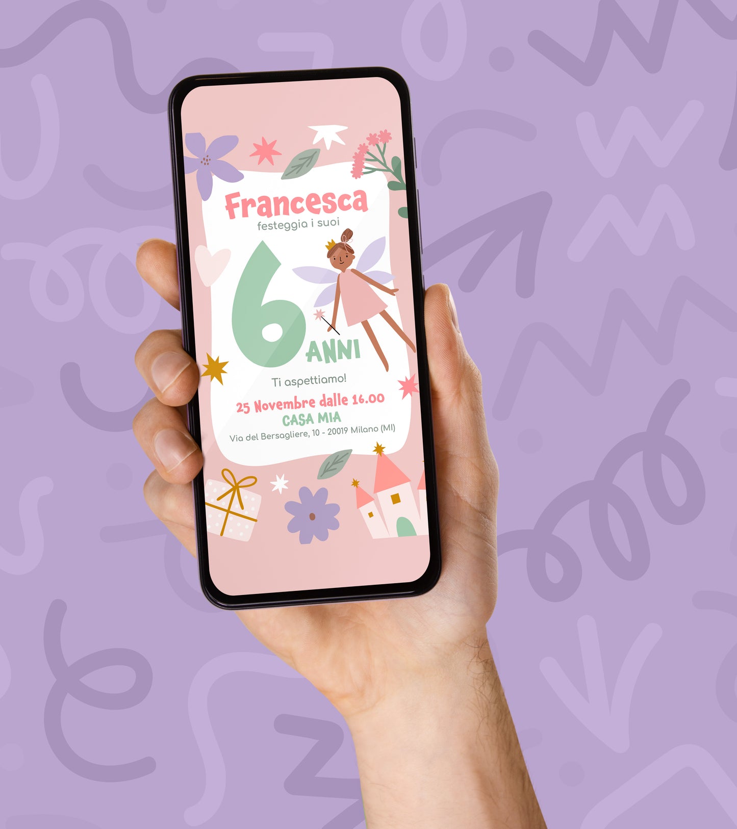 Invito Compleanno WhatsApp Personalizzato a Tema Fate