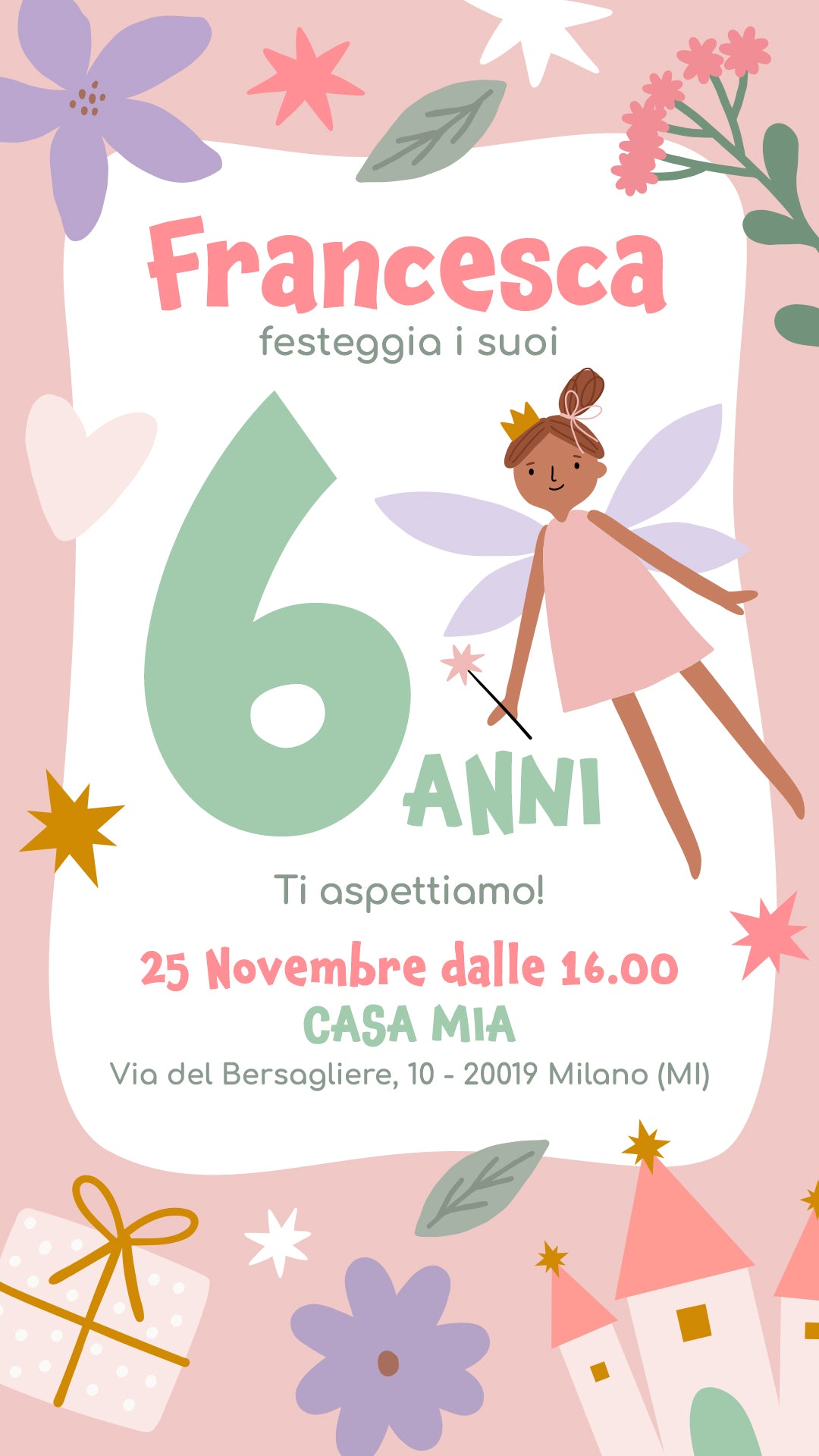 Invito Compleanno WhatsApp Personalizzato a Tema Fate