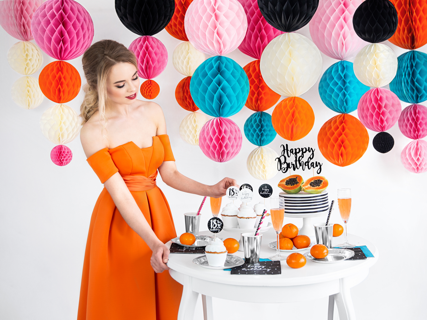 Sfera decorativa in carta 20 cm - Crema