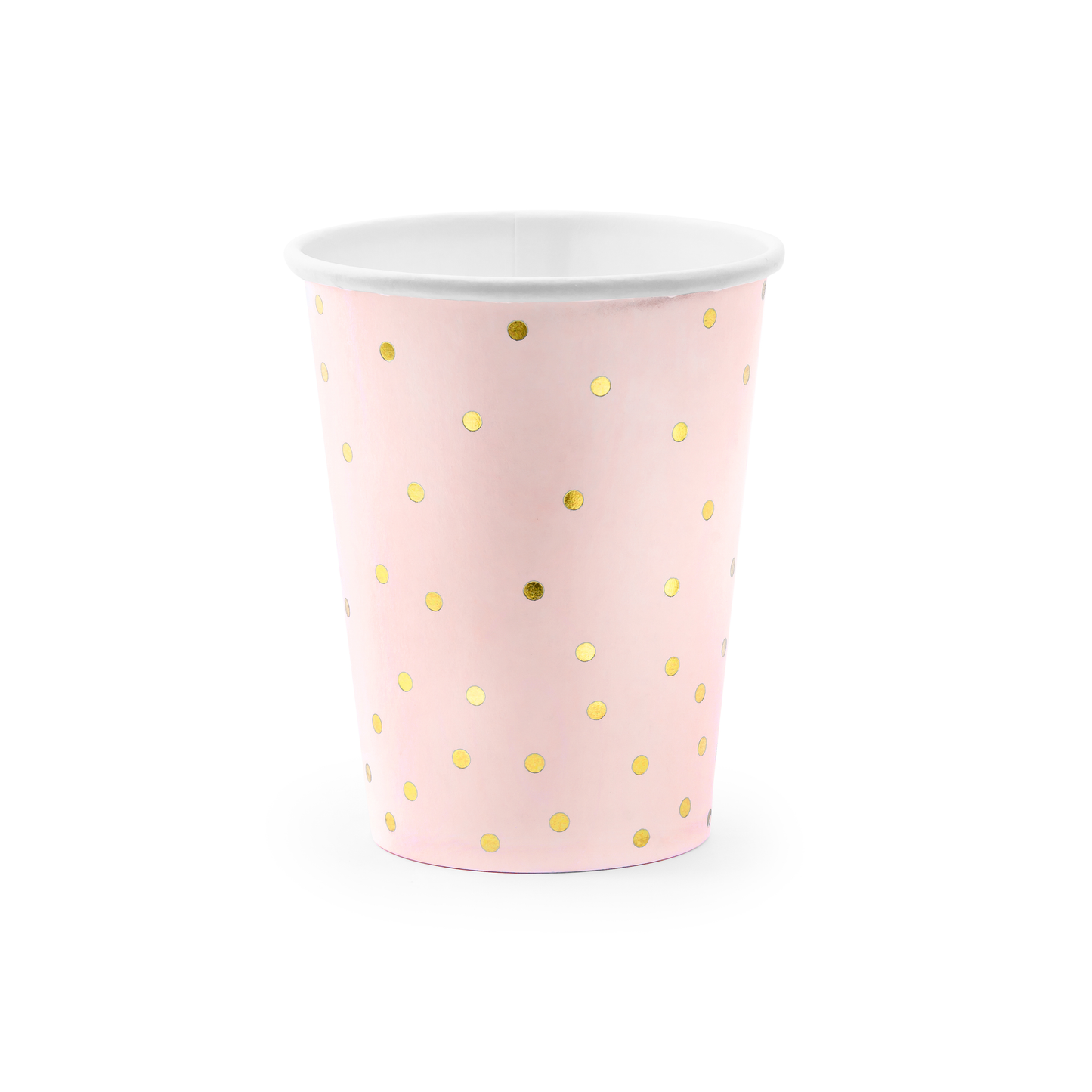 6 bicchieri in carta - Rosa baby e pois dorati
