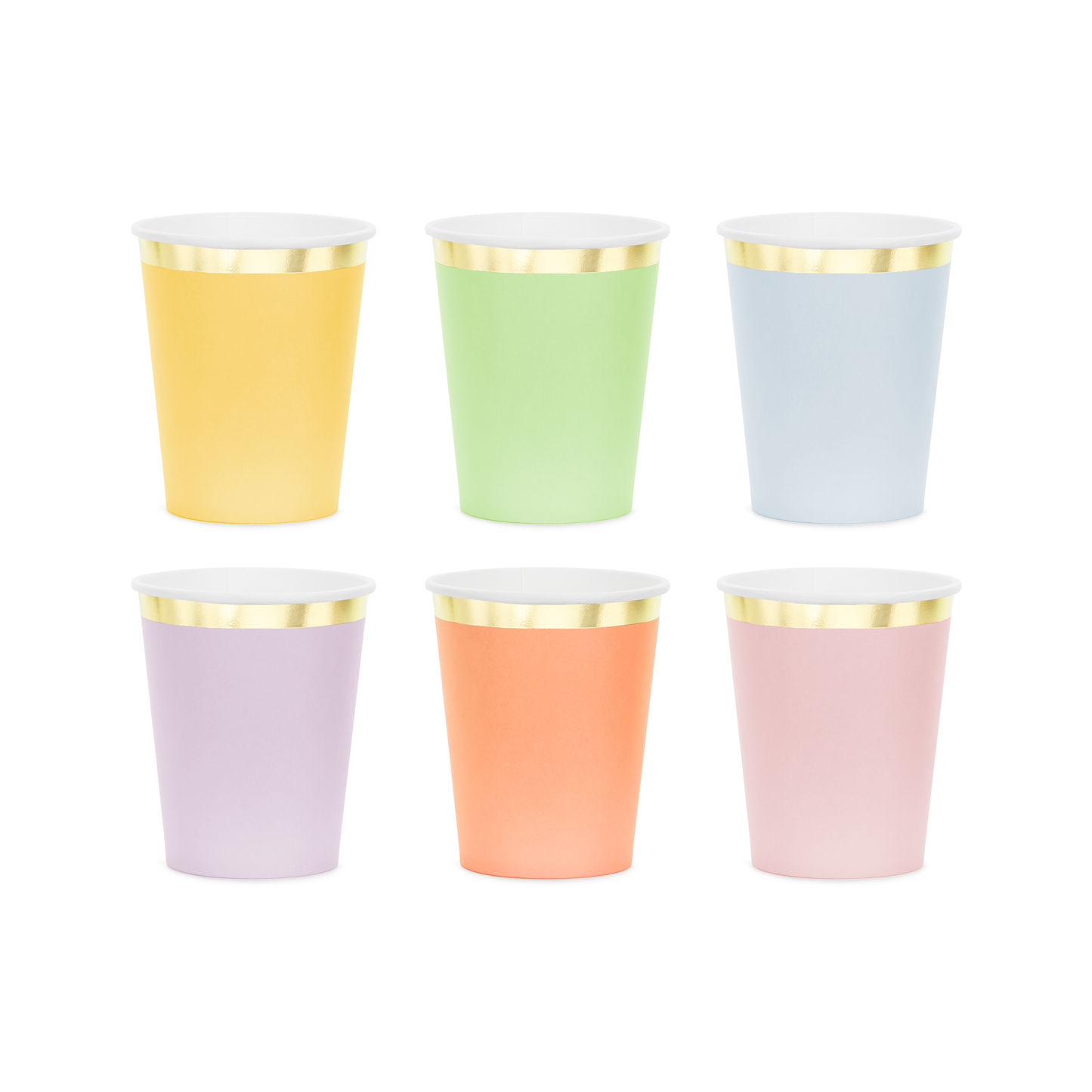 6 bicchieri in carta - Tinta Unita - Colori Assortiti