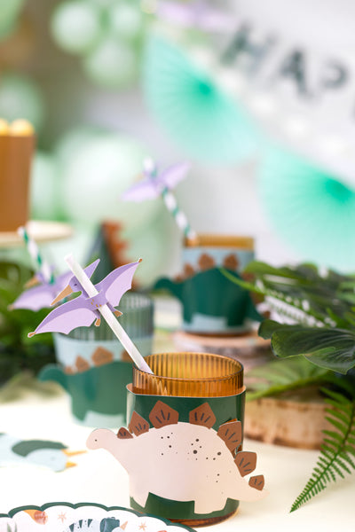 6 Cannucce in carta - Dinosauro