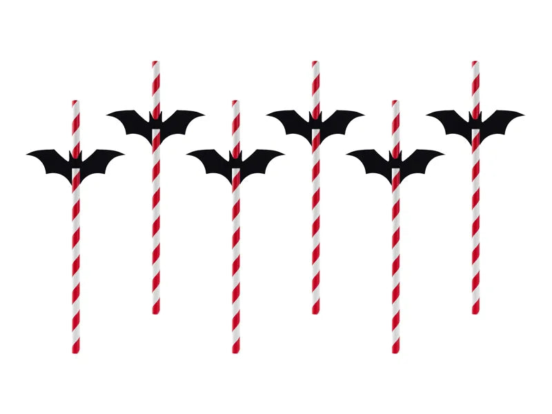 6 cannucce in carta - Halloween Pipistrelli
