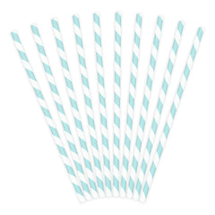 10 cannucce in carta – strisce azzurro pastello