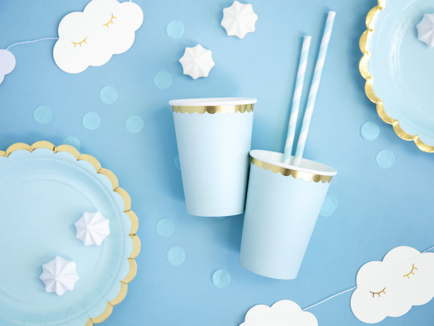 10 cannucce in carta – strisce azzurro pastello
