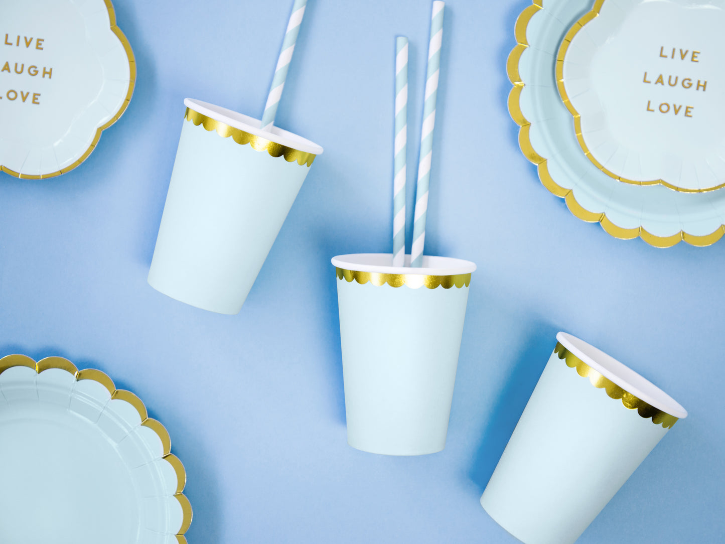 10 cannucce in carta – strisce azzurro pastello