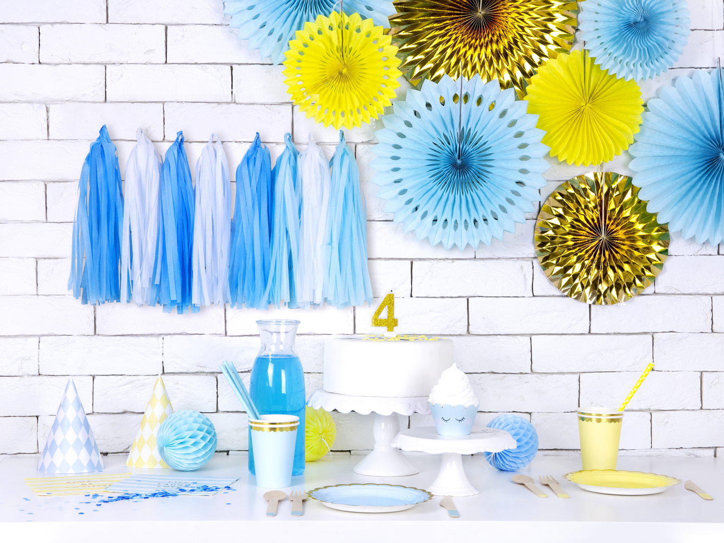 6 piattini in carta - Azzurro baby - dettaglio oro