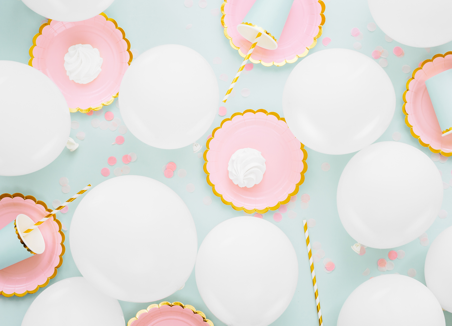 6 piattini in carta - Rosa baby - dettaglio oro