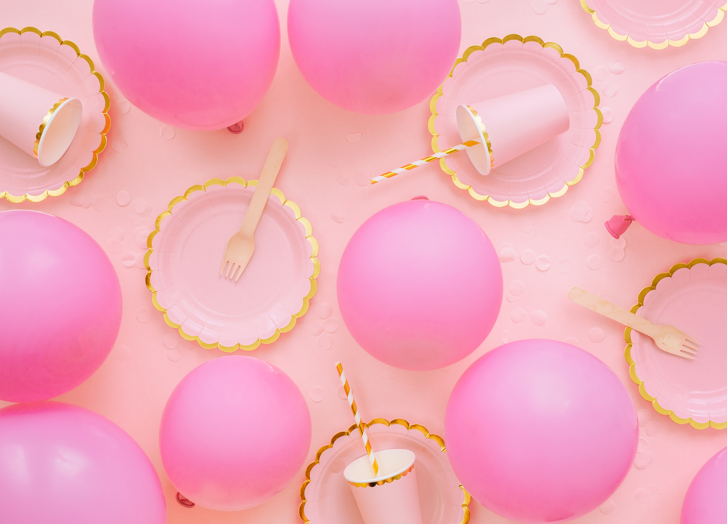 6 piattini in carta - Rosa baby - dettaglio oro