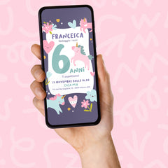 Invito Compleanno WhatsApp Personalizzato a Tema Unicorno