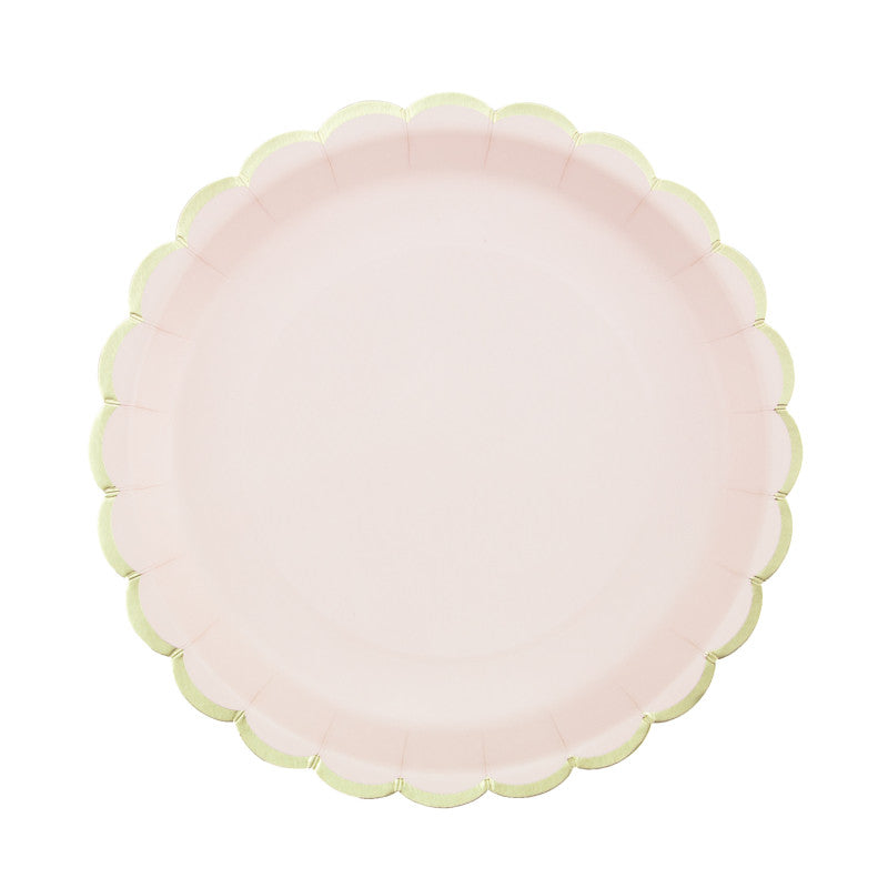 8 piatti in carta - rosa baby - dettaglio oro – Funny Bunny