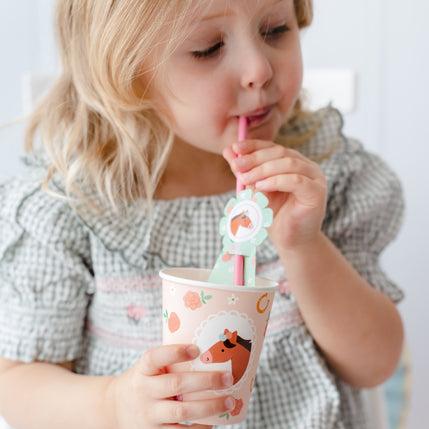 6 cannucce in carta - Cavalli e fiori