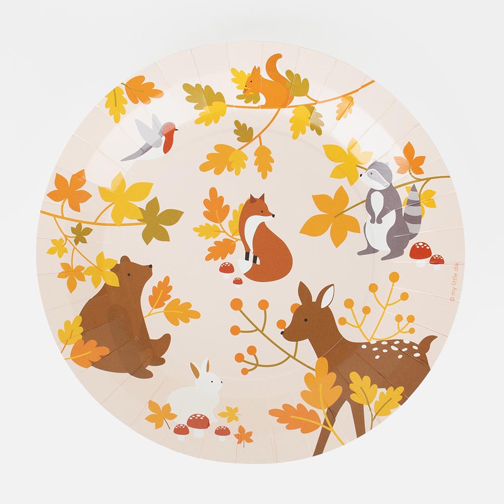8 piatti in carta - Animali della foresta