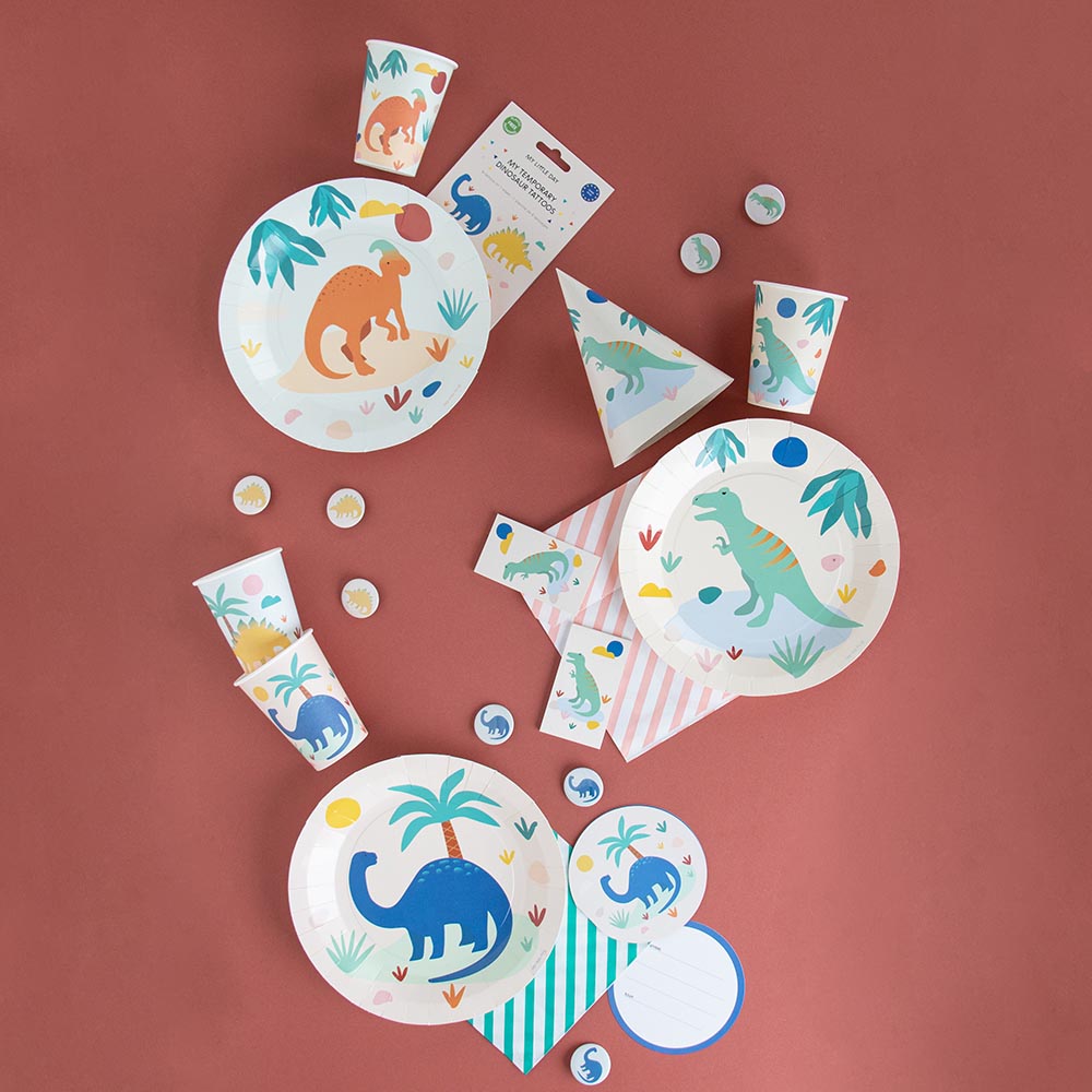 8 piatti in carta - dinosauri