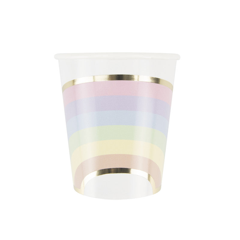 8 Bicchieri in carta - Arcobaleno Pastello