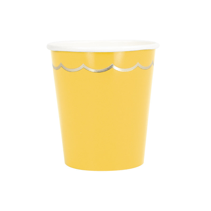 8 bicchieri in carta – giallo dettaglio oro
