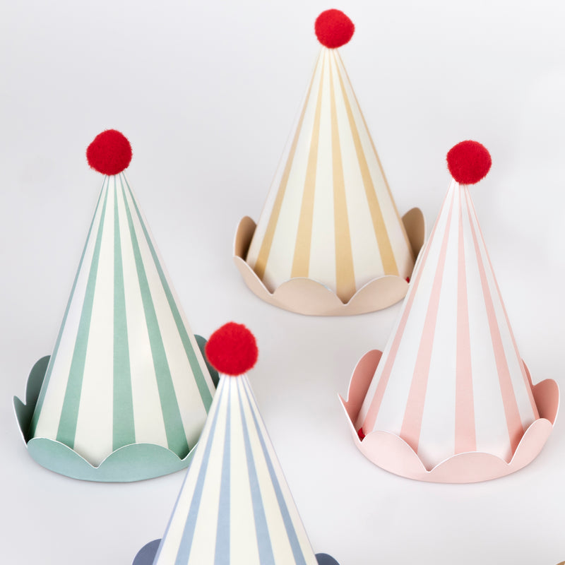 8 cappellini - Multicolore a Righe pastello
