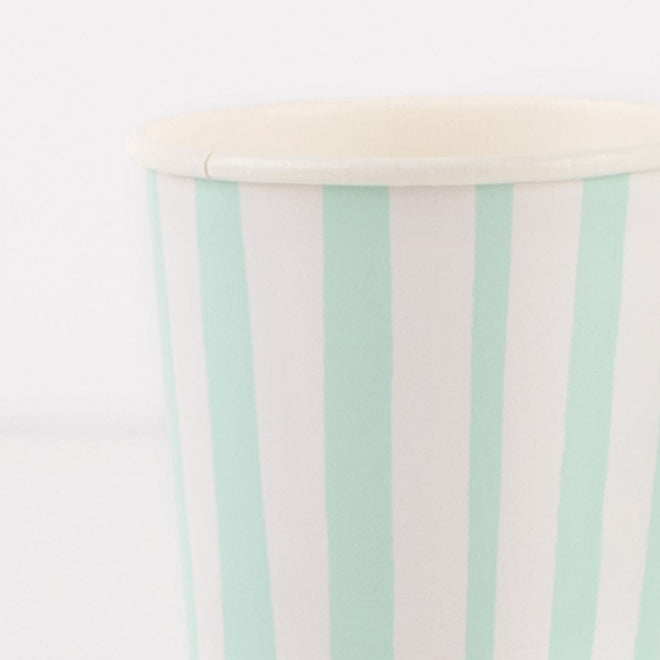 8 Bicchieri in Carta - Righe Menta