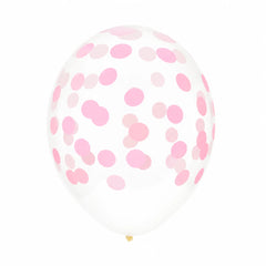 5 Palloncini GRANDE 30cm - coriandoli rosa baby