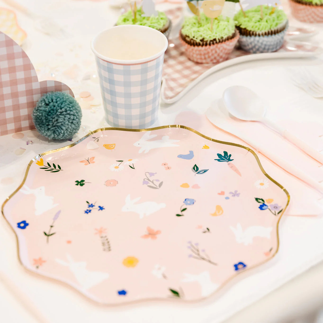 8 piatti in carta - stampa coniglietti