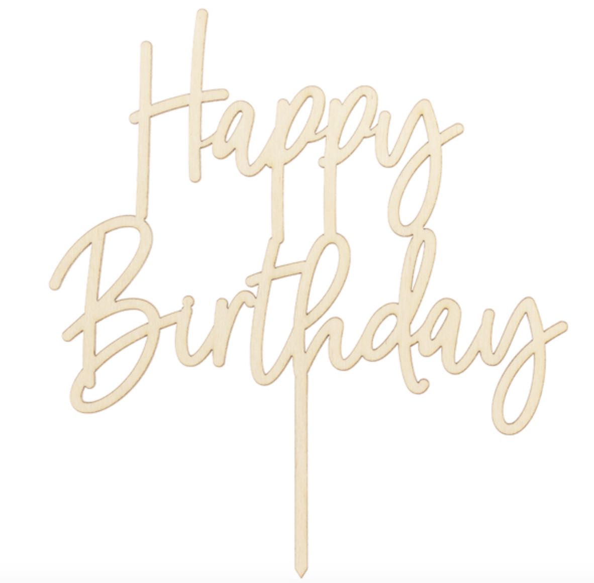 Cake Topper in legno - Happy Birthday