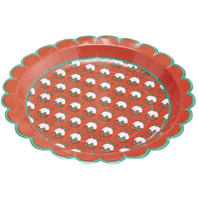 8 piatti in carta - Christmas pudding