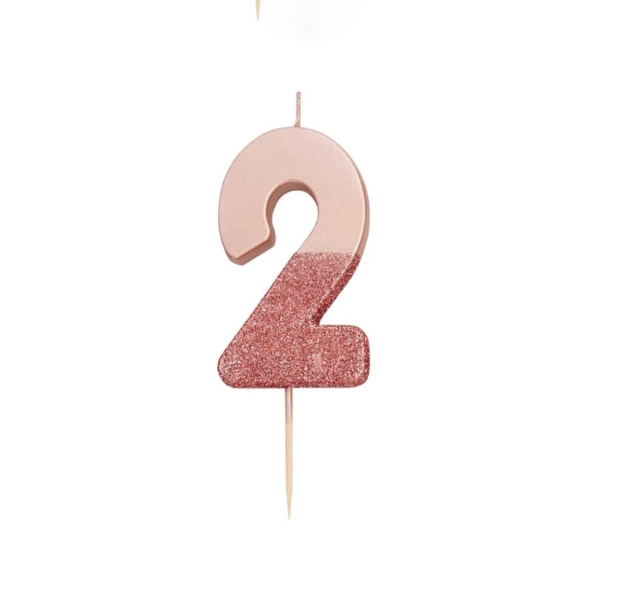 candeline numero - oro rosa e glitter