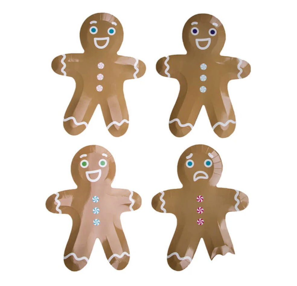 8 piattini in carta - omini di marzapane