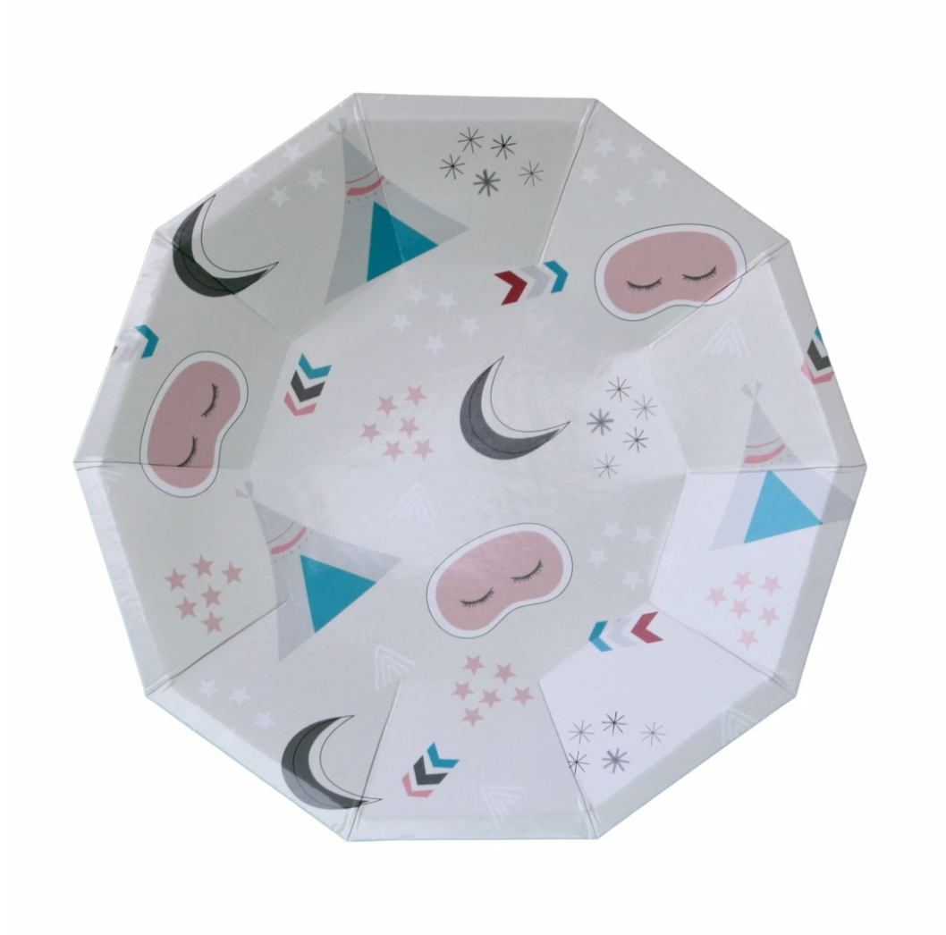 8 piattini in carta - pigiama party