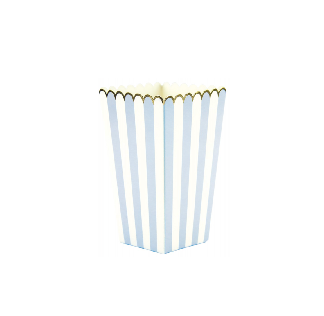 8 popcorn box - righe azzurro pastello
