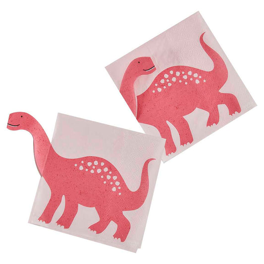 16 tovaglioli in carta - dinosauro rosa