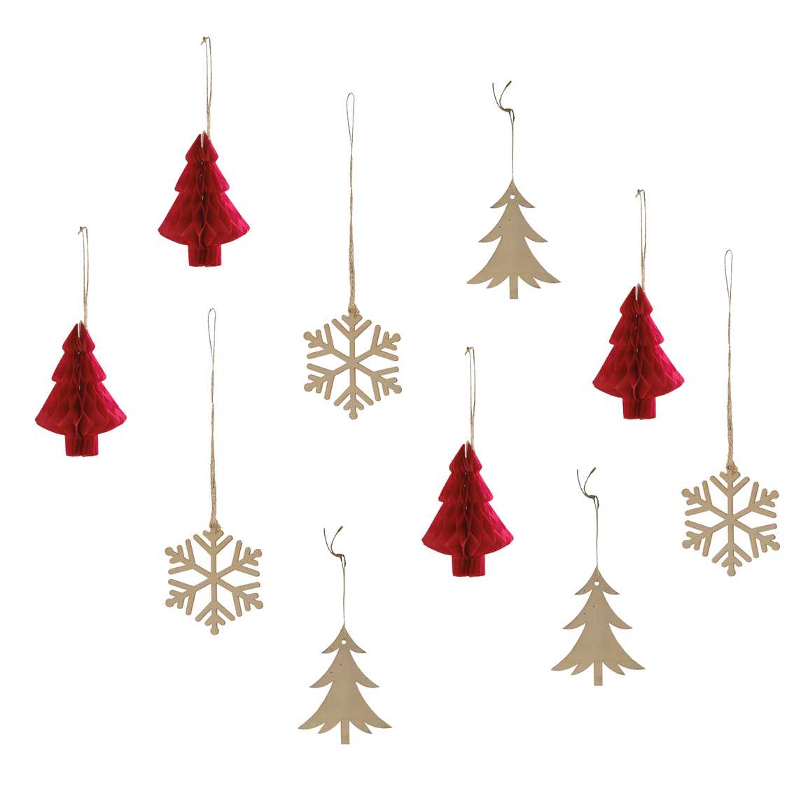 decorazione in legno - fiocco di neve e albero