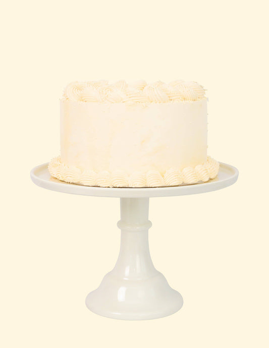 Espositore grande per torte in melamina, in lino bianco, 29,5 cm