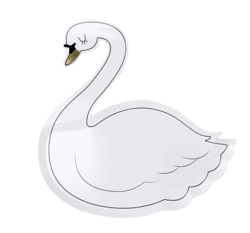 8 piatti in carta - sagoma cigno