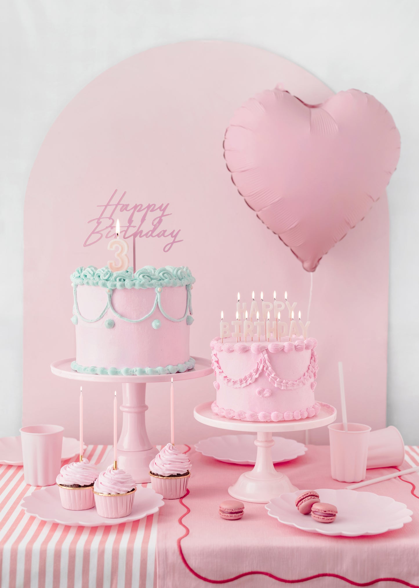 12 candeline lunghe 14 cm- rosa pastello  e oro