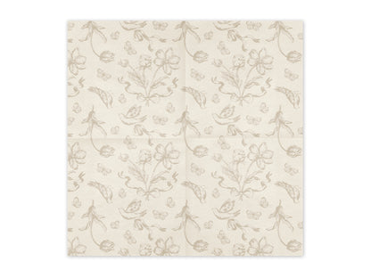 12 tovaglioli - Stampa Natura illustrata- Crema