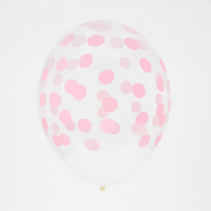5 Palloncini GRANDE 30cm - coriandoli rosa baby