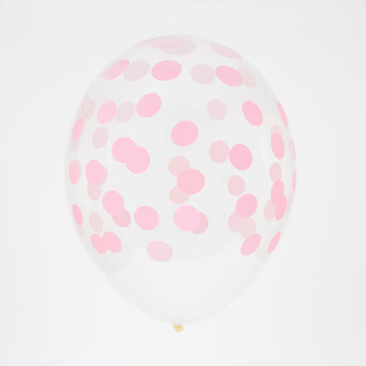 5 Palloncini GRANDE 30cm - coriandoli rosa baby