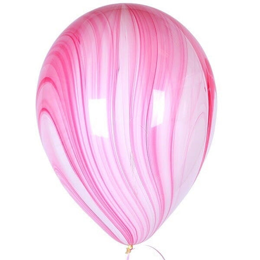 5 Palloncini GRANDE 30cm - rosa e bianco marmorizzato