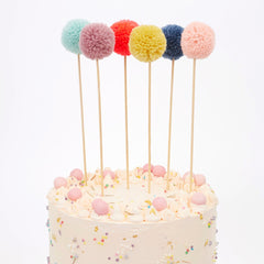 Cake Topper - pompom colorati