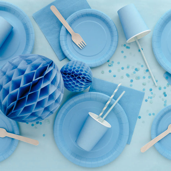 6 bicchieri in carta - Tinta Unita - Azzurro Pastello