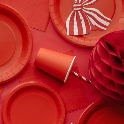 6 bicchieri in carta - Tinta Unita - Rosso Vivace