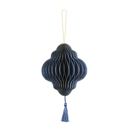 Decorazione in carta - Lanterna Blu Navy con nappina Blu